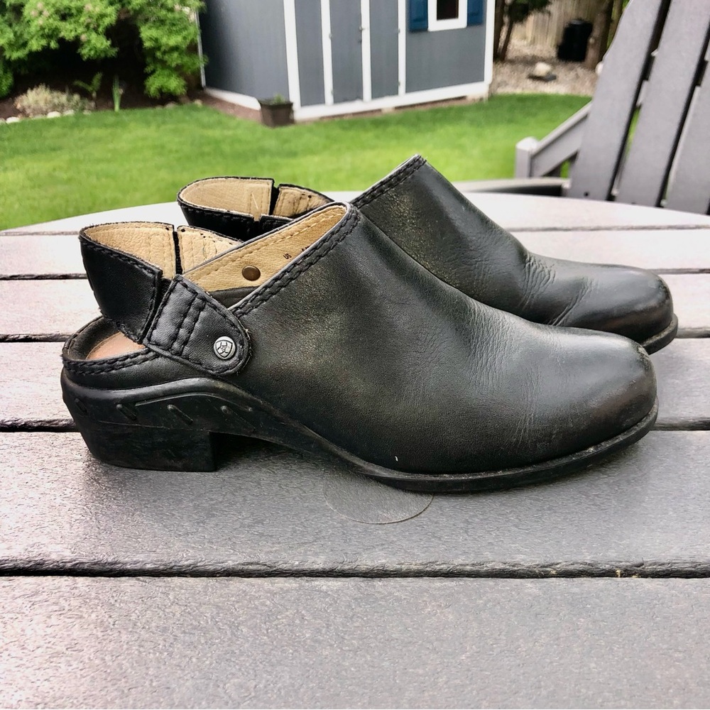Ariat Black Leather Slingback Clogs